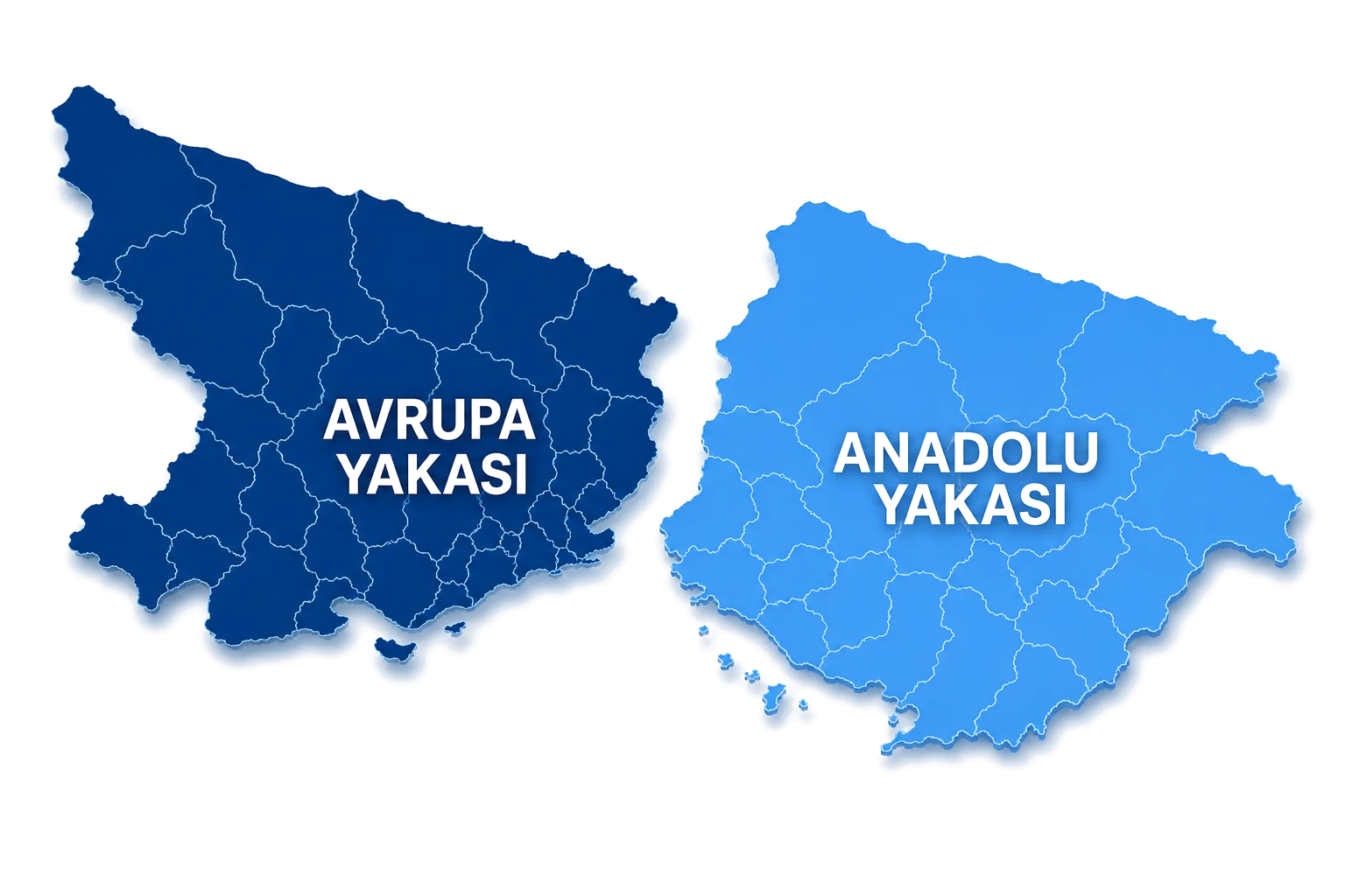 İstanbul Avrupa Yakası ve Anadolu Yakası hizmet bölgesi haritası
